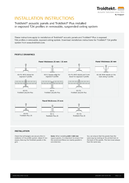 Troldtekt® acoustic panels and Troldtekt® Plus Installation Instructions