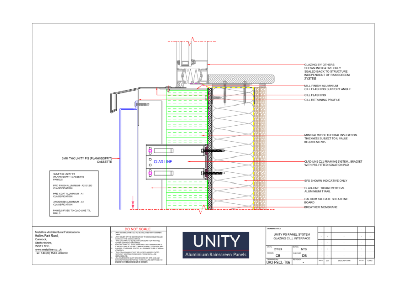 Unity A2 PS-06 Cill Interface Technical Drawing