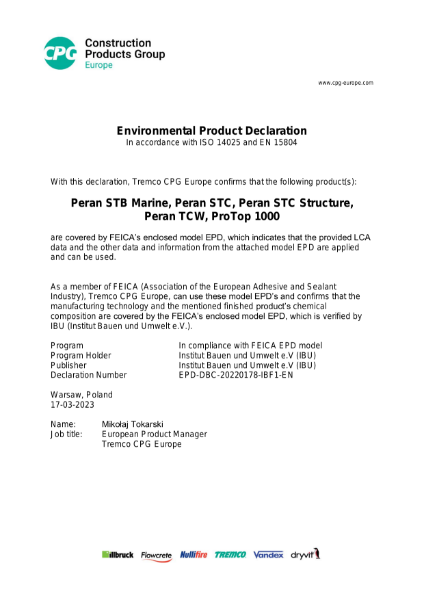 CPG EPD Products based on epoxy-resin, group 5