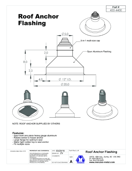 TECHNICAL DRAWING - ROOF ANCHOR FLASHING