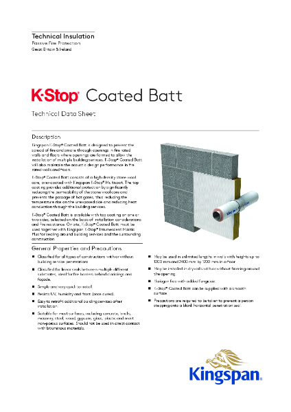 K-Stop Coated Batt Technical Data Sheet