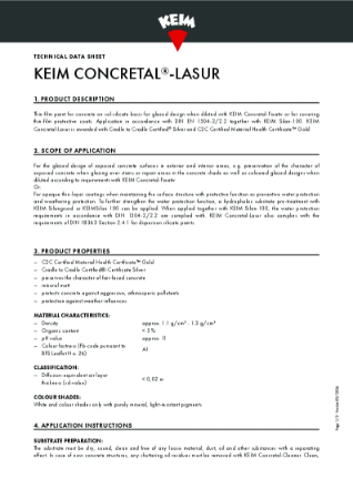 Keim Concretal Lasur Technical Data Sheet