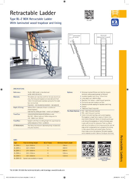 TYPE BL-ZBOX Retractable Ladder with Trap Door