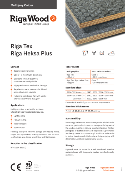 Riga Tex, Riga Heksa Plus - Multigrey Color - Riga Wood