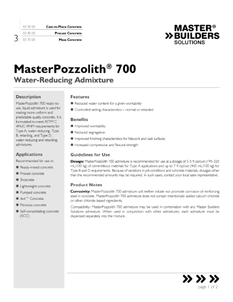 masterpozzolith-700-tds