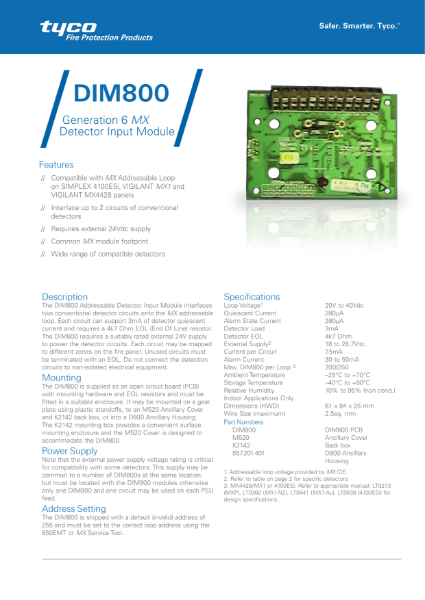 555.800.042 DIM800 Detector Input Module With Cover