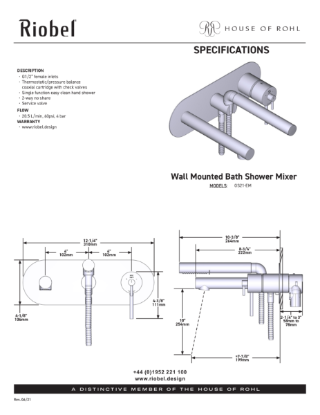 GS Wall Mounted Bath Shower Mixer - PDS