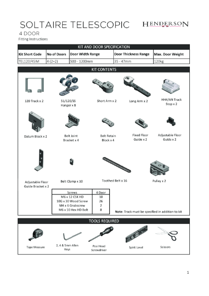 Soltaire Telescopic - 4 Door Instructions