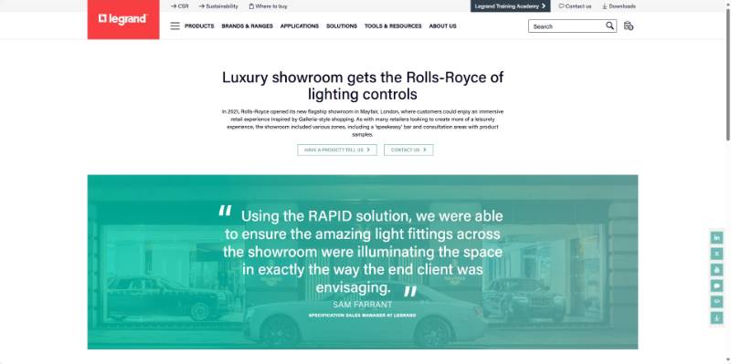 Luxury showroom gets the Rolls-Royce of lighting controls