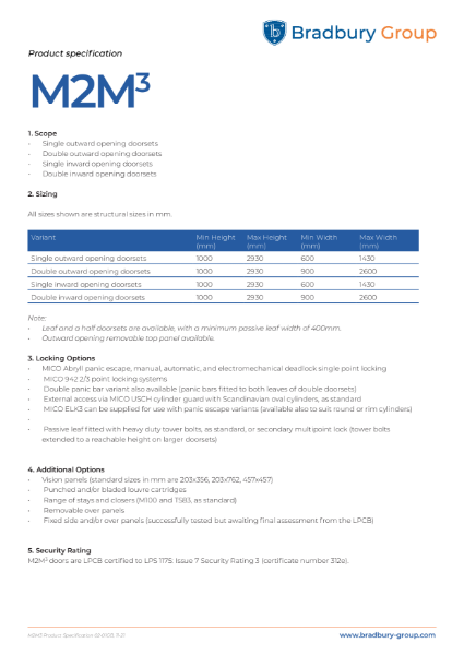 M2M3 Steel Security Door product specification