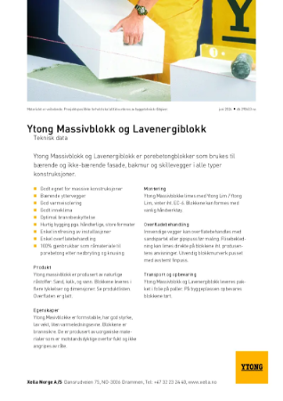 Teknisk datablad - Ytong Grunnpuss