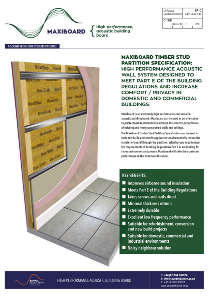 SRS Maxiboard Timber Stud Partition Data Sheet