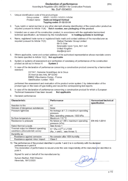 Hudevad Integral Vertical Tapping Code 31- 34 DoP