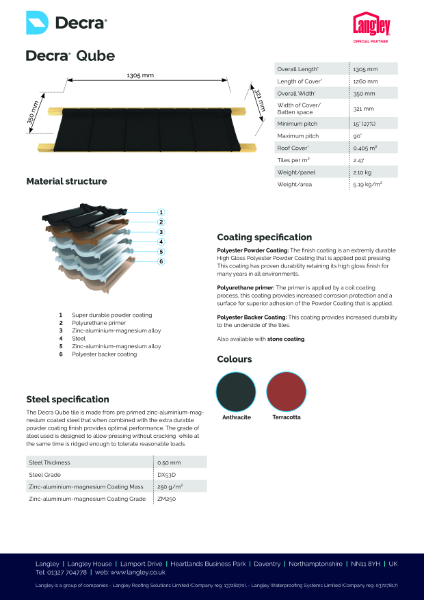 Langley Decra Qube Data Sheet