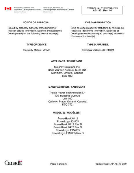 PowerHawk 6412 Measurement Canada NOA