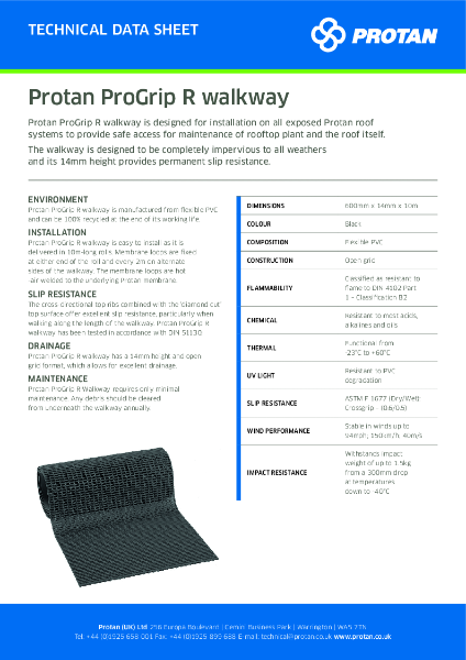 Protan (UK) Ltd ProGrip R Walkway Technical Data Sheet