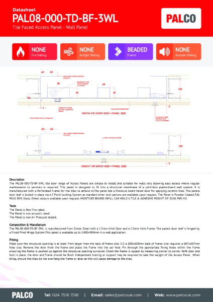 Tile Door  Hinged Wall Access Panel Non Fire Rated Acoustic
 Beaded Frame 3 Way Lock