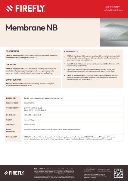FIREFLY™ Membrane NB A2 Class - Data Sheet