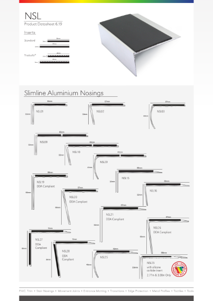 NSL Slimline Aluminium Nosing Datasheet