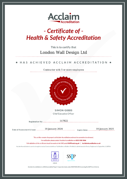 London Wall Design Ltd - Acclaim 2024-2025