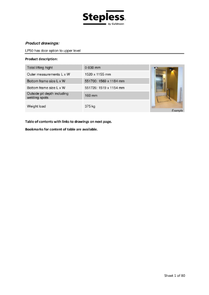 Stepless LP50 Platform - Product drawings