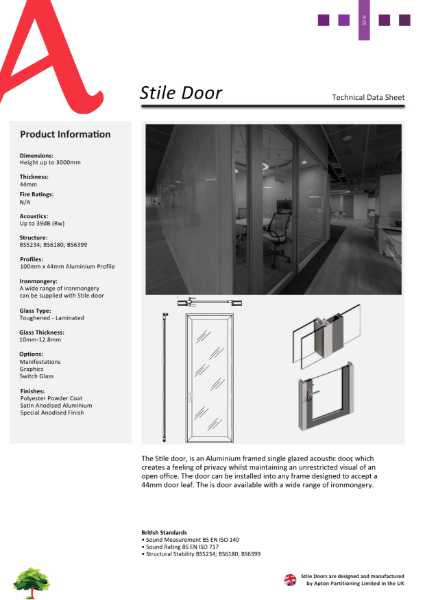 Stile Door - Aluminium Framed Single Glazed Door - Acoustic, single ...