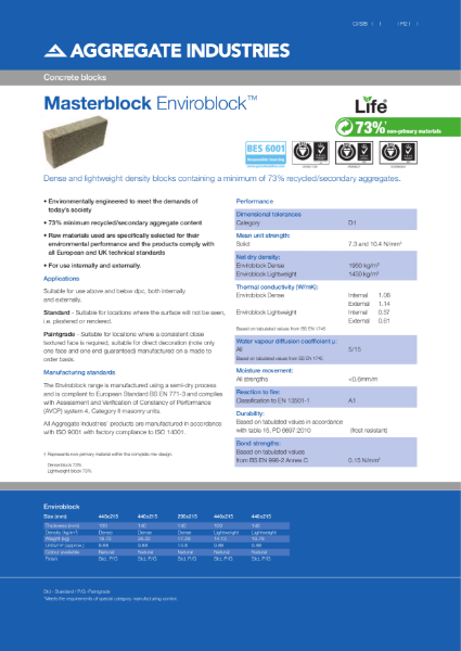 Masterblock Enviroblock concrete block