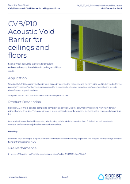 CVB/P10 Acoustic Void Barrier for Ceilings and Floors Data Sheet