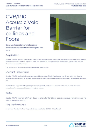 CVB/P10 Acoustic Void Barrier for Ceilings and Floors Data Sheet
