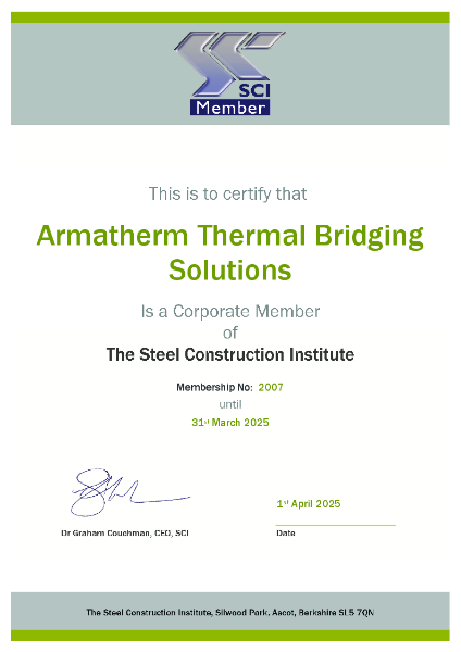 Armatherm Thermal Bridging SCI Corporate Members Certificate