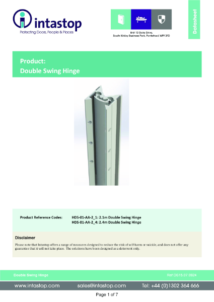 Data Sheet - Double Swing Hinge