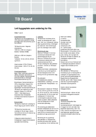 TB Board Produktdatablad
