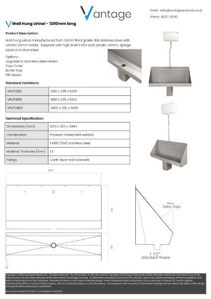 Product Data Sheet - VPUT1200
