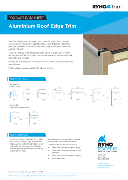 Aluminium Roof Trim Datasheet