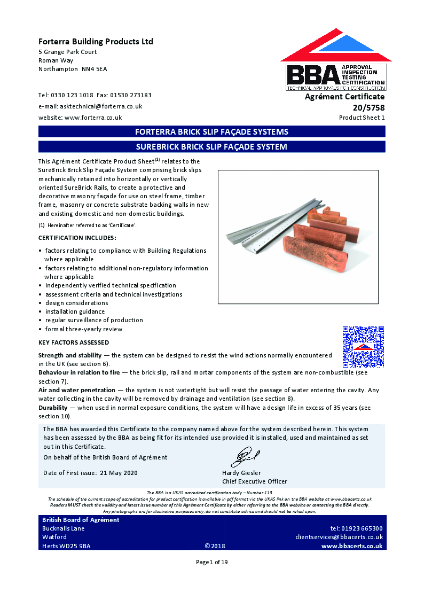 BBA Certificate SureBrick