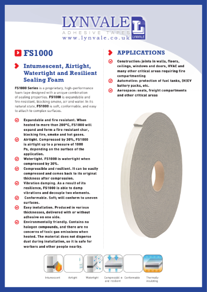 FS1000 Intumescent Foam Sealing Tape Data Sheet