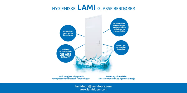 Hygieniske LAMI glassfiberdører