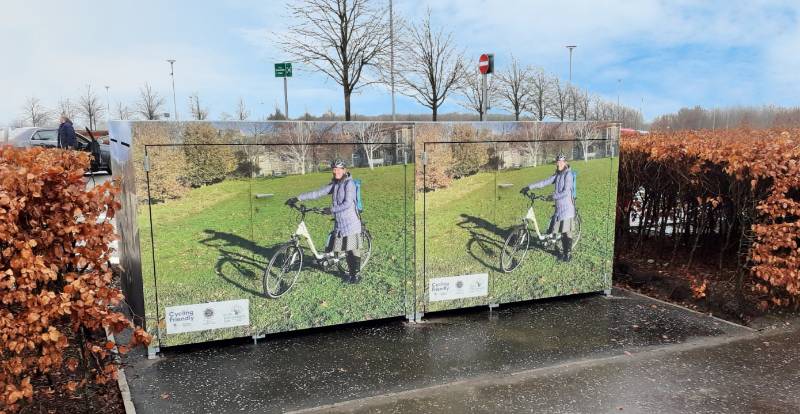 NHS Forth Valley Receives Eye-Catching FalcoCrea Cycle Lockers Complete with Branding Wraps