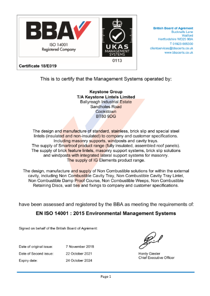 BBA Keystone Group EN ISO 14001 2015 - October 2021