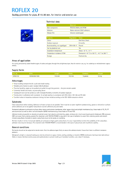 Roflex 20 Technical Datasheet
