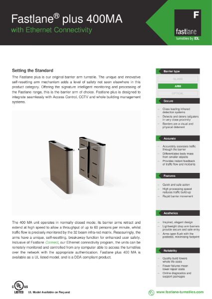 Fastlane plus 400 MA Data Sheet