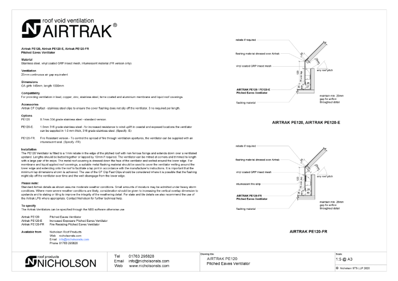 AIRTRAK PE120 Tech Data Sheet