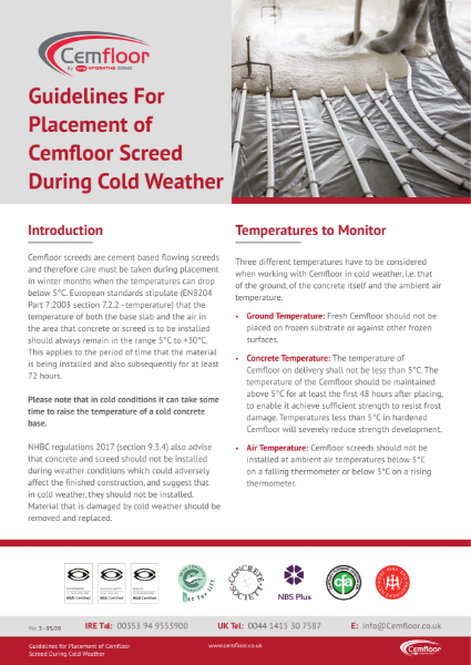 Cemfloor Screed Cold Weather Guidelines