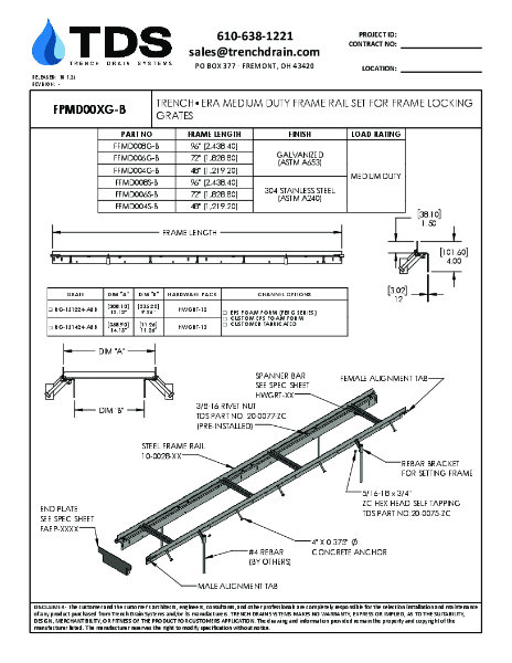 Trench•Era Medium Duty Frame for Frame Locking Grates - FPMD008G-B