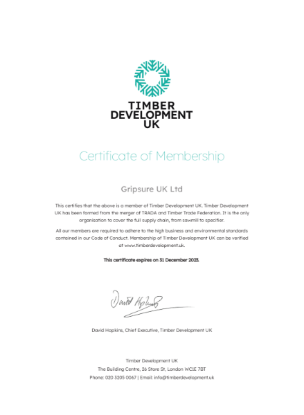 TDUK Member Certificate