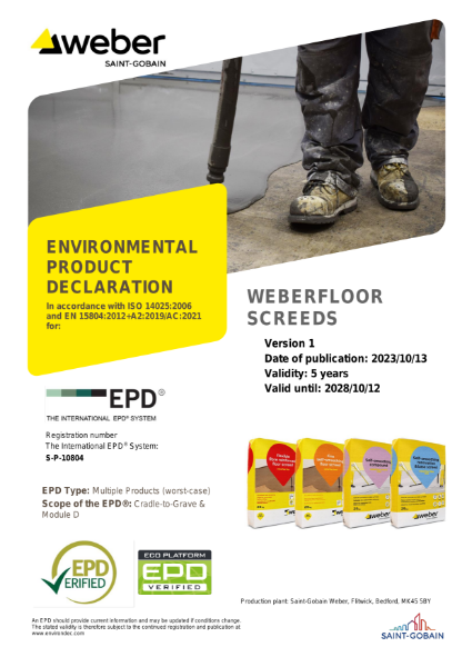 EPD Certificate (weberfloor standard floor screeds)