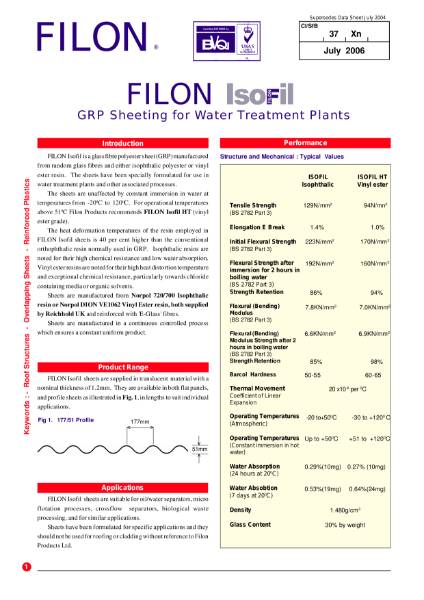 Filon Isofil - GRP Sheeting for Water Treatment Plants