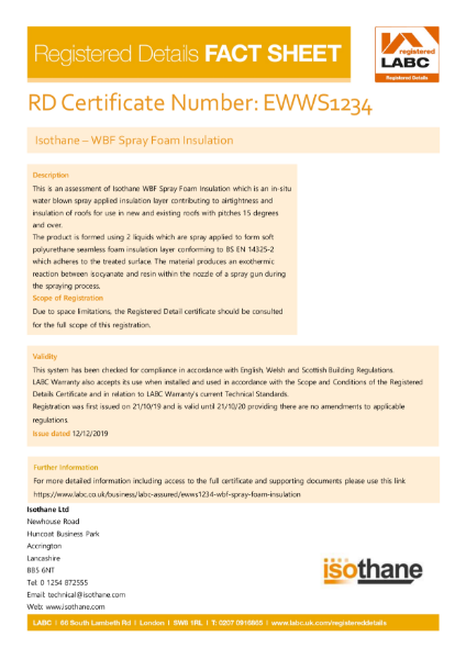 Isothane WBF LABC fact sheet