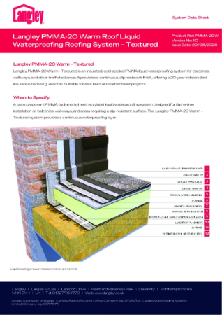 Langley PMMA 20 Warm - Textured -  Liquid Waterproofing System Data Sheet