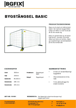 Produktblad Byggstangsel Basic